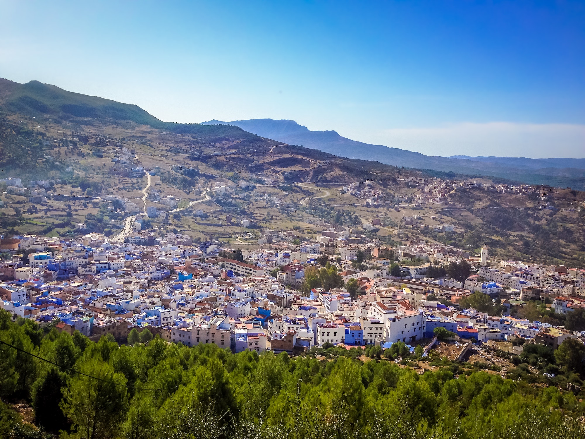 High view od Chefchaouen Blue Medina - Morocco, 8-day tour from tanger