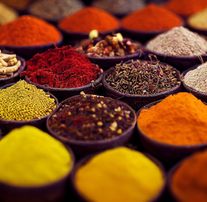 Piles of spices on display in Morocco, at a Medina souk, Marrakech, Incredible, vibrant colours, Marrakech to Merzouga Tour