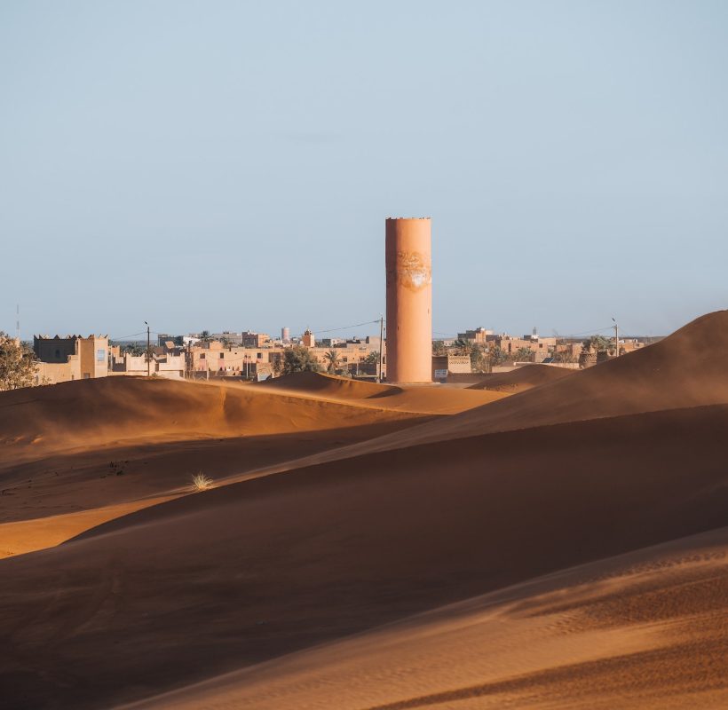 Sand texture in Morocco Sahara Merzouga Desert landscape oriented, Fes Desert of Morocco to Fez
